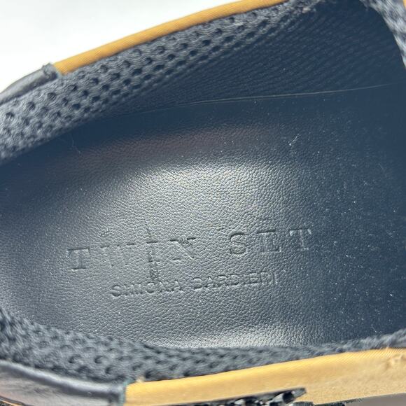 TWIN-SET SIMONA BARBIERI Satin Beaded Slip On Sneakers Tan Black Sz 36/US 6 $395 - Picture 7 of 7